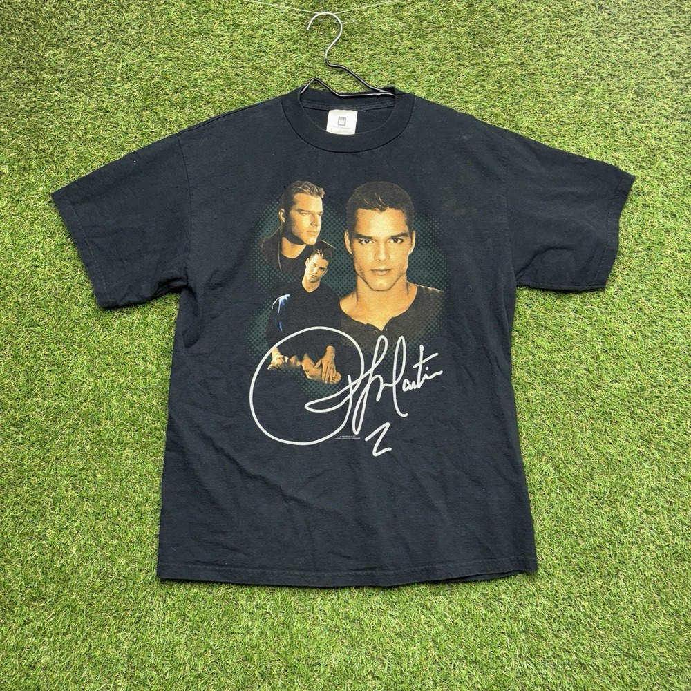 Vintage 1999 Ricky Martin Shirt Mens Large Black Winterland 90s Pop Music Band